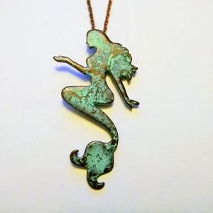 Mermaid Long Patina Necklace & Earring Set